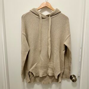 Bobi cream knit hooded sweatshirt sweater